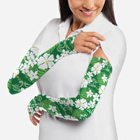 Green Hawaiian Hibiscus Monstera Arm Sleeves Grunge Stylized LT01 - Polynesian Pride