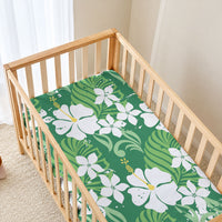 Green Hawaiian Hibiscus Monstera Baby Bed Cover Grunge Stylized LT01 - Polynesian Pride
