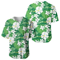 Green Hawaiian Hibiscus Monstera Baseball Jersey Grunge Stylized