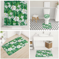 Green Hawaiian Hibiscus Monstera Bathroom Set Grunge Stylized