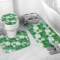 Green Hawaiian Hibiscus Monstera Bathroom Set Grunge Stylized