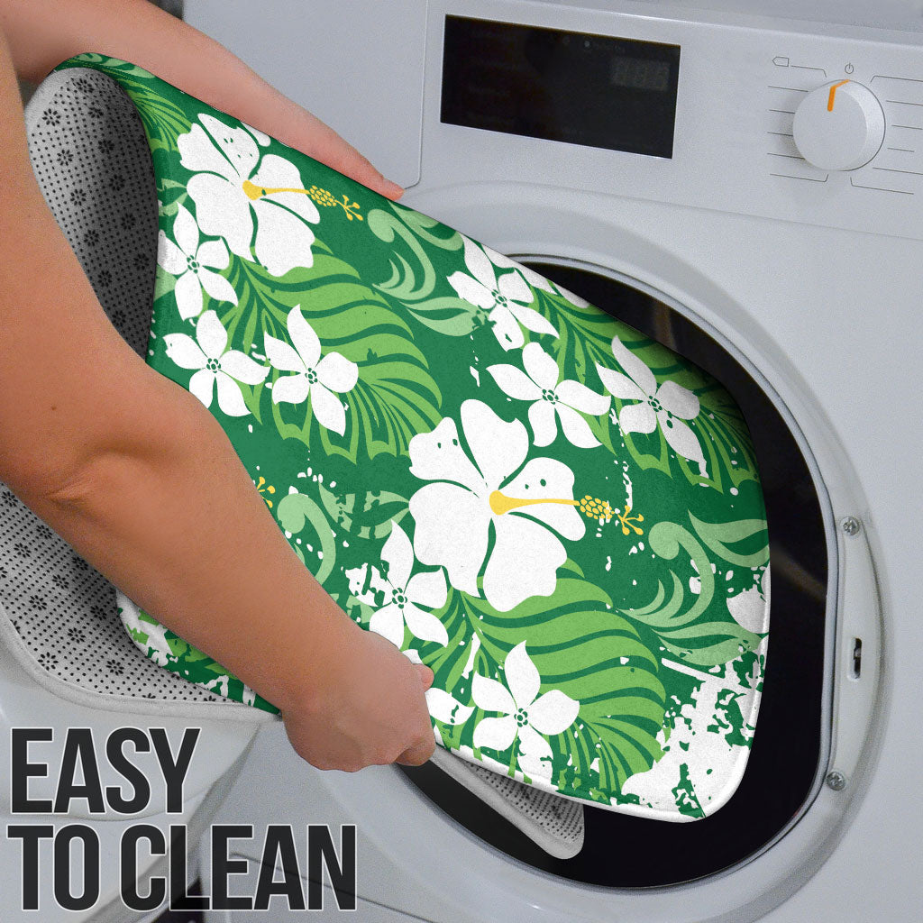 Green Hawaiian Hibiscus Monstera Bathroom Set Grunge Stylized