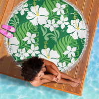 Green Hawaiian Hibiscus Monstera Beach Blanket Grunge Stylized LT01 - Polynesian Pride