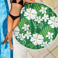 Green Hawaiian Hibiscus Monstera Beach Blanket Grunge Stylized LT01 - Polynesian Pride