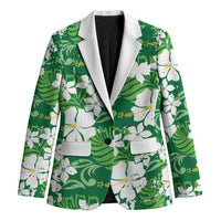 Green Hawaiian Hibiscus Monstera Blazer Grunge Stylized