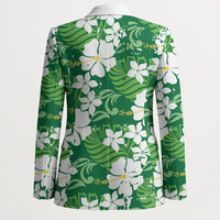Green Hawaiian Hibiscus Monstera Blazer Grunge Stylized