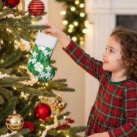 Green Hawaiian Hibiscus Monstera Christmas Stocking Grunge Stylized