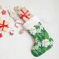 Green Hawaiian Hibiscus Monstera Christmas Stocking Grunge Stylized