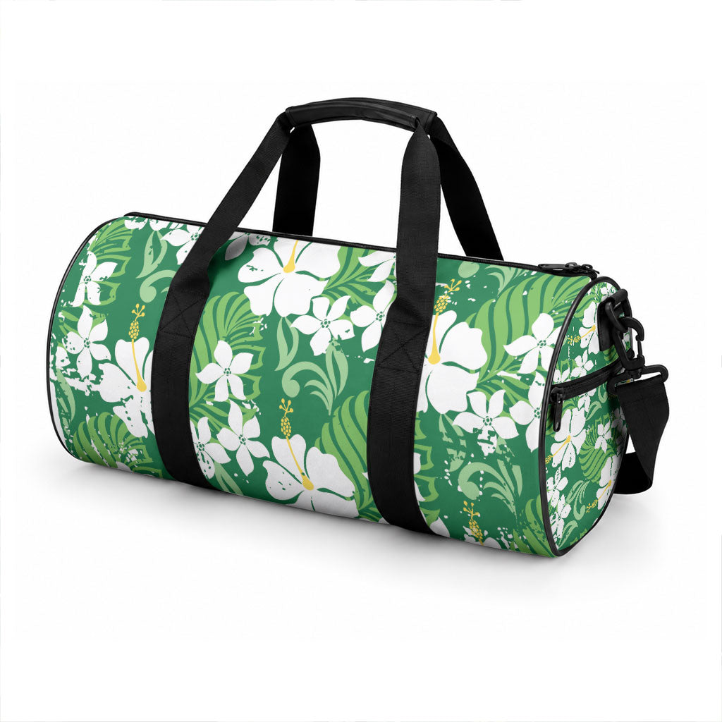 Green Hawaiian Hibiscus Monstera Duffle Bag Grunge Stylized LT01 - Polynesian Pride