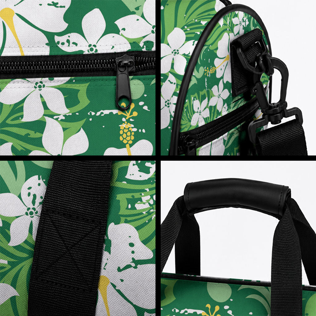 Green Hawaiian Hibiscus Monstera Duffle Bag Grunge Stylized LT01 - Polynesian Pride