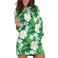 Green Hawaiian Hibiscus Monstera Hoodie Dress Grunge Stylized LT01 Green - Polynesian Pride