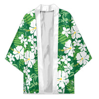 Green Hawaiian Hibiscus Monstera Kimono Grunge Stylized LT01 Unisex Green - Polynesian Pride