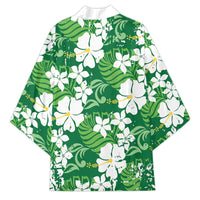 Green Hawaiian Hibiscus Monstera Kimono Grunge Stylized LT01 - Polynesian Pride