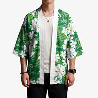Green Hawaiian Hibiscus Monstera Kimono Grunge Stylized LT01 - Polynesian Pride