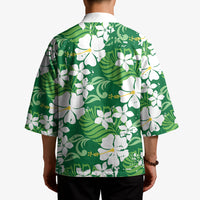 Green Hawaiian Hibiscus Monstera Kimono Grunge Stylized LT01 - Polynesian Pride
