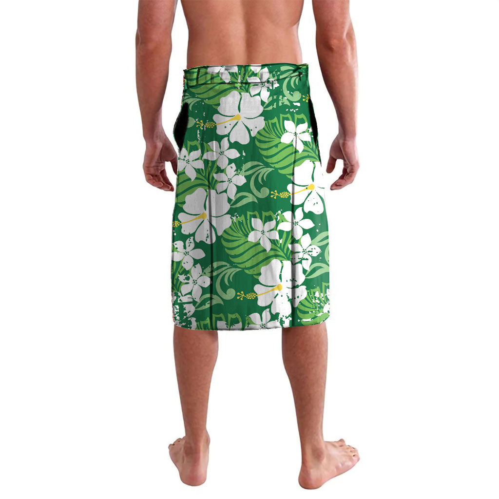 Green Hawaiian Hibiscus Monstera Lavalava Grunge Stylized