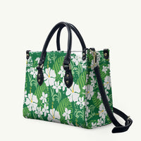 Green Hawaiian Hibiscus Monstera Leather Bag Grunge Stylized LT01 Green - Polynesian Pride