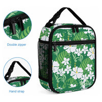Green Hawaiian Hibiscus Monstera Lunch Bag Grunge Stylized LT01 - Polynesian Pride