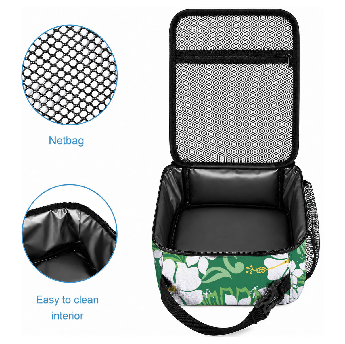 Green Hawaiian Hibiscus Monstera Lunch Bag Grunge Stylized LT01 - Polynesian Pride