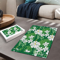 Green Hawaiian Hibiscus Monstera Puzzle Grunge Stylized LT01 - Polynesian Pride