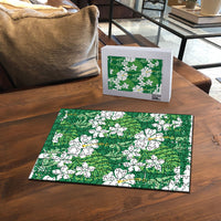 Green Hawaiian Hibiscus Monstera Puzzle Grunge Stylized LT01 - Polynesian Pride