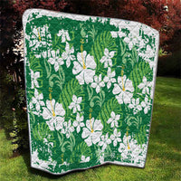Green Hawaiian Hibiscus Monstera Quilt Grunge Stylized LT01 - Polynesian Pride