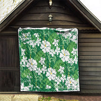 Green Hawaiian Hibiscus Monstera Quilt Grunge Stylized LT01 - Polynesian Pride