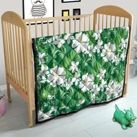 Green Hawaiian Hibiscus Monstera Quilt Grunge Stylized LT01 - Polynesian Pride