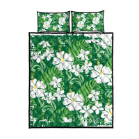 Green Hawaiian Hibiscus Monstera Quilt Bed Set Grunge Stylized LT01 - Polynesian Pride
