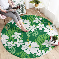 Green Hawaiian Hibiscus Monstera Round Carpet Grunge Stylized LT01 - Polynesian Pride