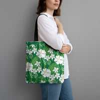 Green Hawaiian Hibiscus Monstera Tote Bag Grunge Stylized LT01 - Polynesian Pride