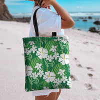 Green Hawaiian Hibiscus Monstera Tote Bag Grunge Stylized LT01 - Polynesian Pride