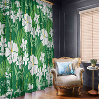 Green Hawaiian Hibiscus Monstera Window Curtain Grunge Stylized LT01 - Polynesian Pride