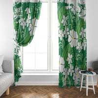 Green Hawaiian Hibiscus Monstera Window Curtain Grunge Stylized LT01 - Polynesian Pride