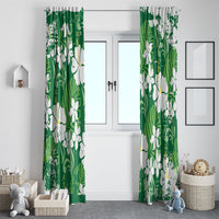 Green Hawaiian Hibiscus Monstera Window Curtain Grunge Stylized LT01 - Polynesian Pride