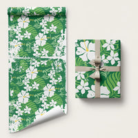 Green Hawaiian Hibiscus Monstera Wrapping Paper Grunge Stylized