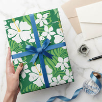 Green Hawaiian Hibiscus Monstera Wrapping Paper Grunge Stylized