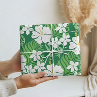 Green Hawaiian Hibiscus Monstera Wrapping Paper Grunge Stylized