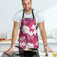 Pink Hawaiian Hibiscus Monstera Apron Grunge Stylized