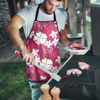 Pink Hawaiian Hibiscus Monstera Apron Grunge Stylized