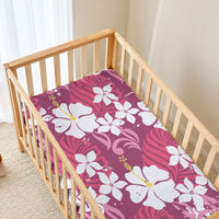 Pink Hawaiian Hibiscus Monstera Baby Bed Cover Grunge Stylized LT01 - Polynesian Pride