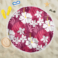 Pink Hawaiian Hibiscus Monstera Beach Blanket Grunge Stylized