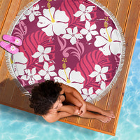 Pink Hawaiian Hibiscus Monstera Beach Blanket Grunge Stylized