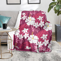 Pink Hawaiian Hibiscus Monstera Blanket Grunge Stylized LT01 - Polynesian Pride