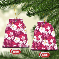 Pink Hawaiian Hibiscus Monstera Ceramic Ornament Grunge Stylized LT01 Bell Flake Pink - Polynesian Pride