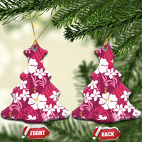 Pink Hawaiian Hibiscus Monstera Ceramic Ornament Grunge Stylized LT01 Christmas Tree Pink - Polynesian Pride