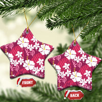 Pink Hawaiian Hibiscus Monstera Ceramic Ornament Grunge Stylized LT01 Star Pink - Polynesian Pride
