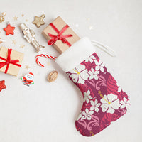 Pink Hawaiian Hibiscus Monstera Christmas Stocking Grunge Stylized