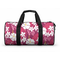 Pink Hawaiian Hibiscus Monstera Duffle Bag Grunge Stylized