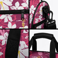 Pink Hawaiian Hibiscus Monstera Duffle Bag Grunge Stylized
